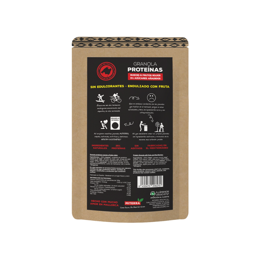 MI TERRA - GALLETAS Y DESAYUNOS - DULCE - GRANOLA PROTEINA ALGARROBA ALMENDRA - 275GR