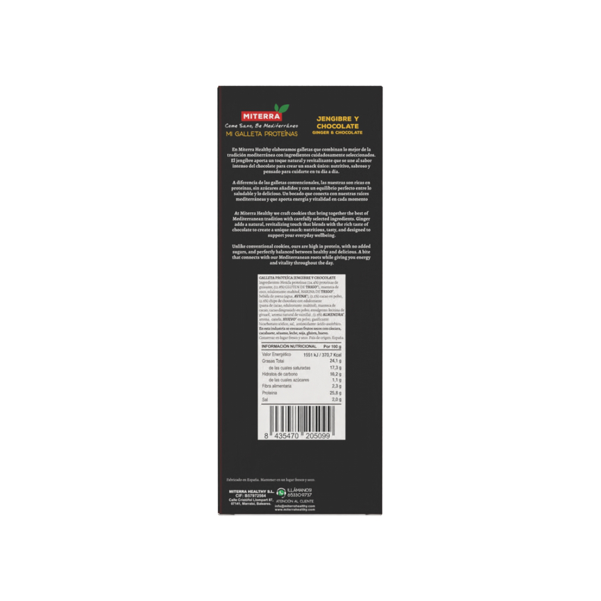 MI TERRA - GALLETAS Y DESAYUNOS - DULCE - GALLETA PROTEINA JENGIBRE CHOCOLATE - 175GR